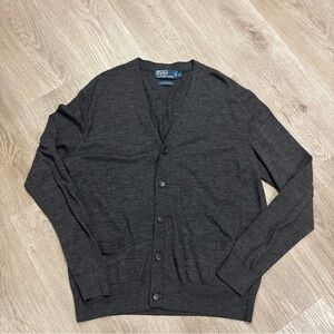 Polo Ralph Lauren 100% Merino Wool Cardigan Sweater Gray Mens Size XL